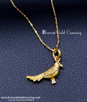 SCHN542 - Gold Plated Daily Use Small Chain with Bird Dollar for Boys