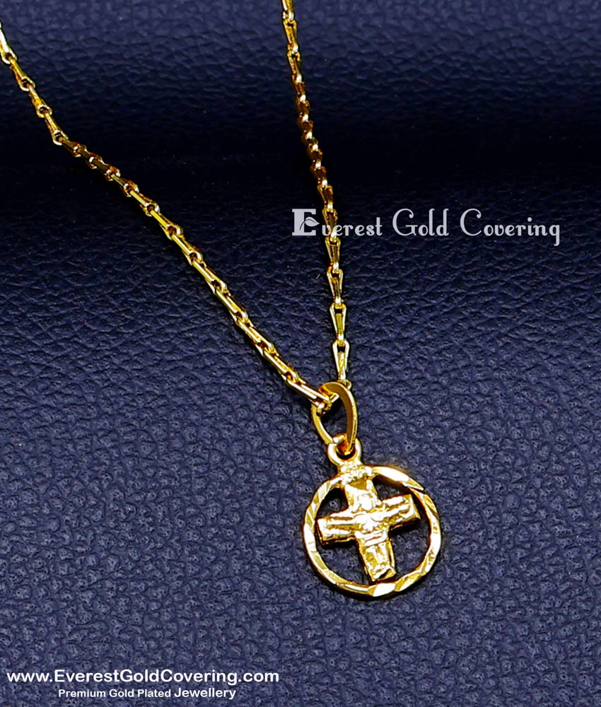 SCHN544 - 1 Gram Gold Plated Short Chain with Cross Pendant