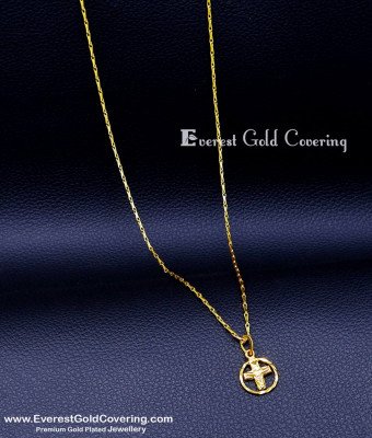 SCHN544 - 1 Gram Gold Plated Short Chain with Cross Pendant