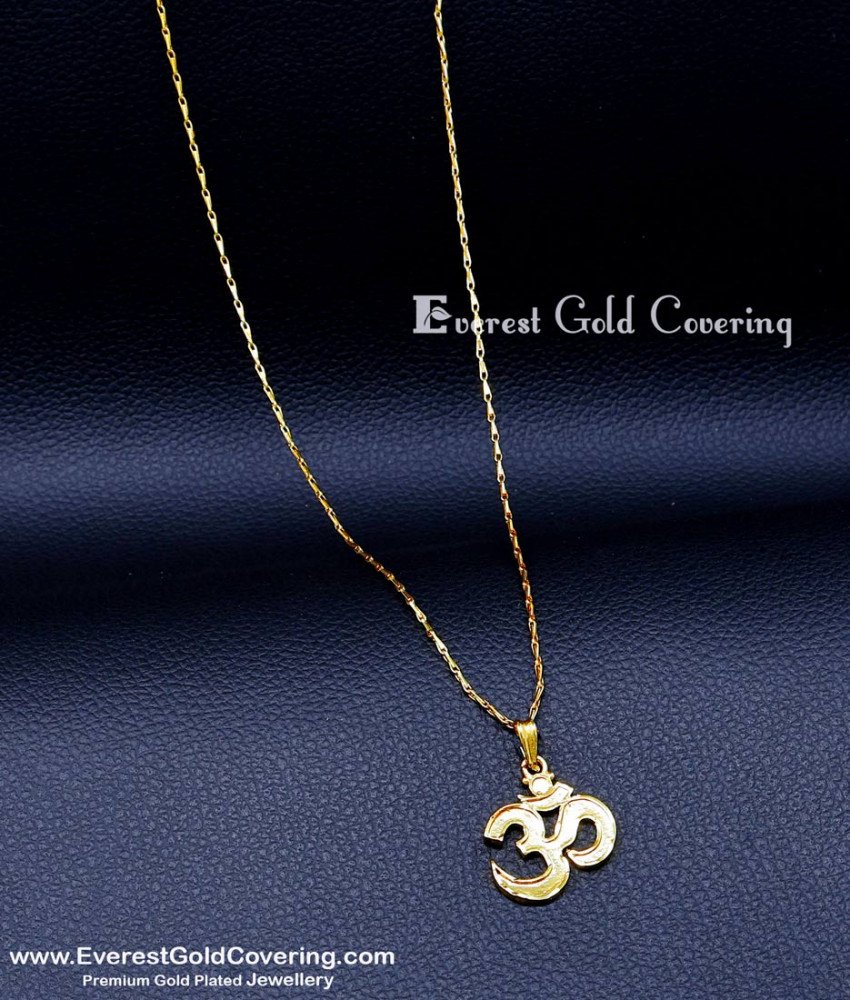 SCHN545 - 1 Gram Gold Plated Light Weight Om Pendant for Men