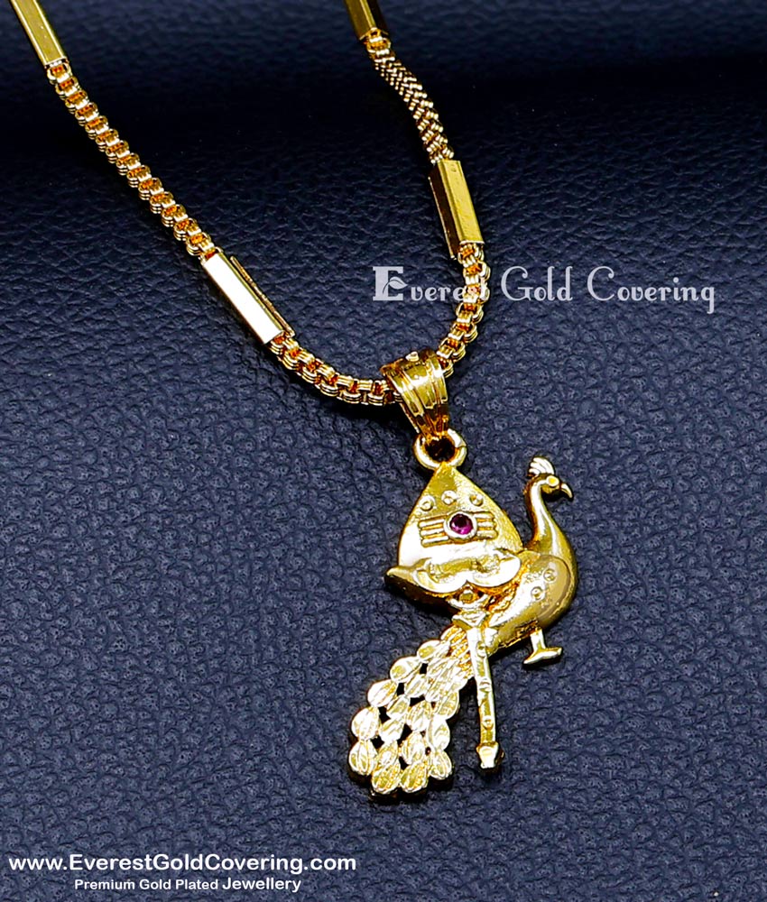 SCHN548 - Trendy Peacock Vel Dollar Gold Model with Small Chain