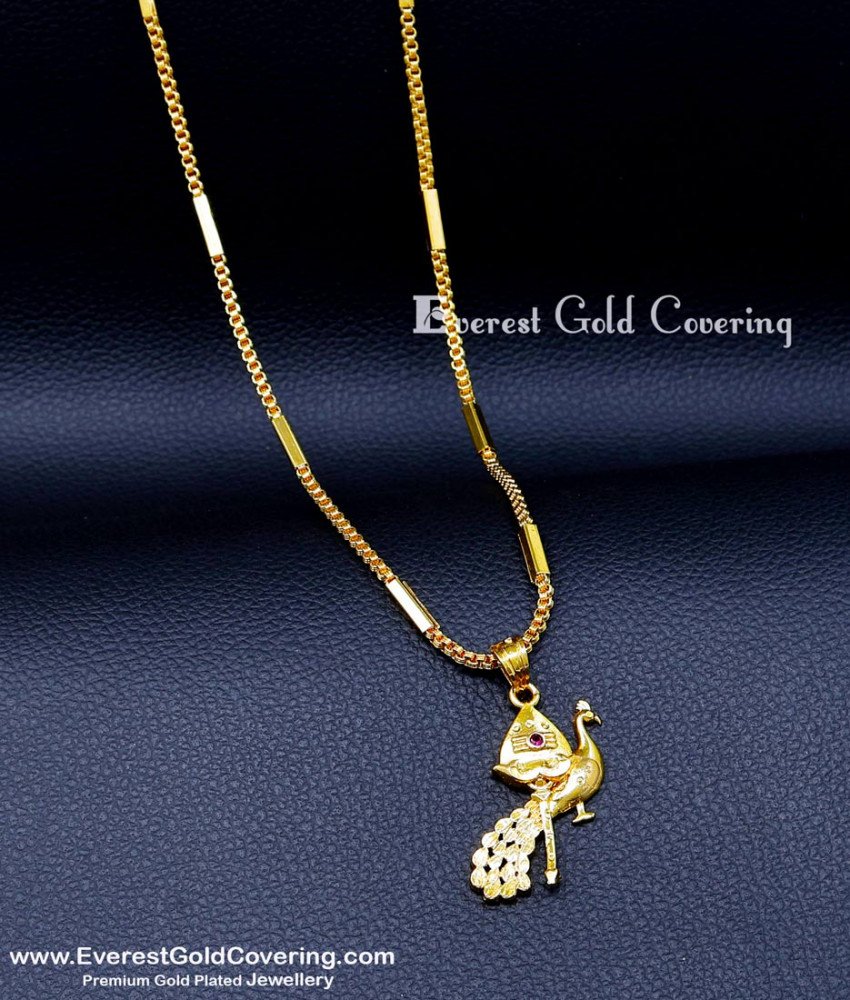 SCHN548 - Trendy Peacock Vel Dollar Gold Model with Small Chain
