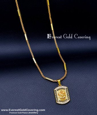 SCHN550 - Latest One Gram Gold Plated Ganesh Locket Dollar Chain
