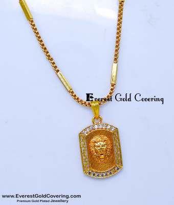 SCHN552 - Latest Daily Use Short Chain with Lion Pendant for Men