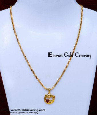 SCHN555 - Elegant Red Stone Flower Pendant Chain for Women