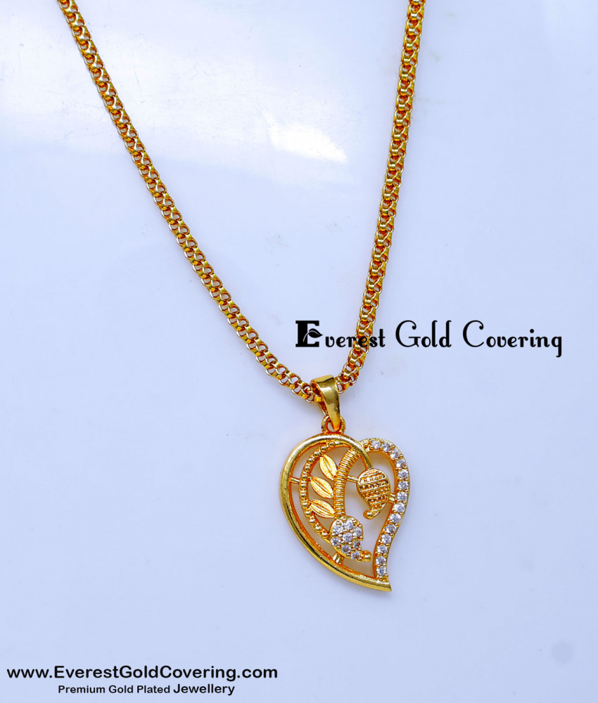 SCHN560 - Gold Model Leaf Design Pendant with Short Chain Online
