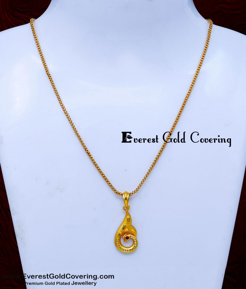 SCHN562 - Peacock Design Gold Forming Pendant Chain for Women