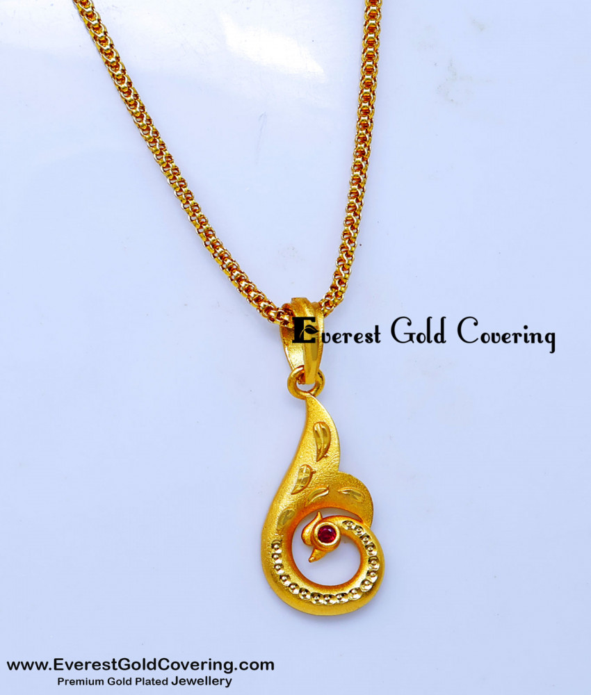 SCHN562 - Peacock Design Gold Forming Pendant Chain for Women