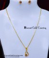 SCHN564 - American Diamond Daily Use Pendant Set Gold Design