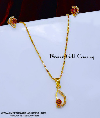 SCHN565 - Trendy Light Weight Small Stone Pendant Set for Women