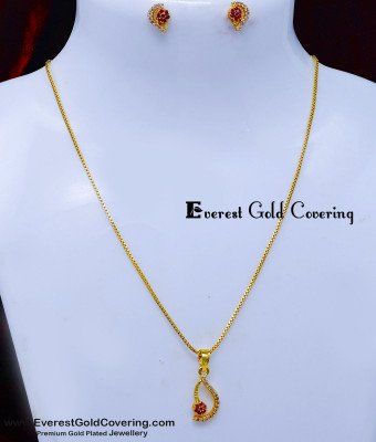 SCHN565 - Trendy Light Weight Small Stone Pendant Set for Women