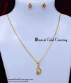 SCHN566 - Elegant Simple White Stone Dollar Chain with Earrings