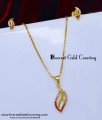 SCHN568 - Cute Leaf Design College Wear Pendant Set Gold Design
