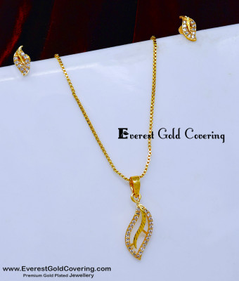 SCHN569 - Unique American Diamond Pendant Set with Earrings