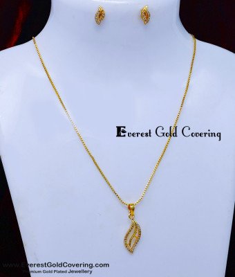 SCHN569 - Unique American Diamond Pendant Set with Earrings