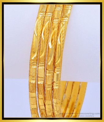 BNG453 - 2.4 Size Attractive Matt Finish Gold Look Daily Wear Plain Bangles Set Buy Online