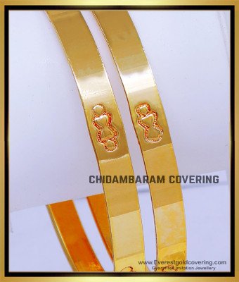 BNG858 - 2.4 Trendy Gold Model Plain Kappu Design Impon Bangles