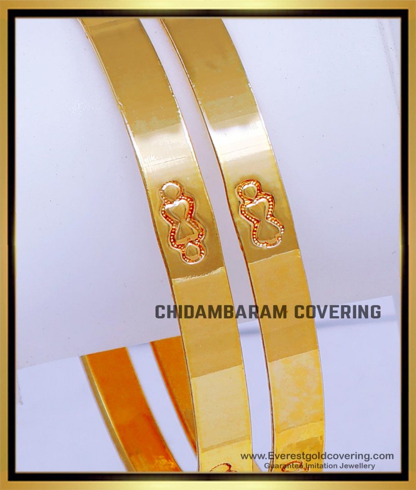 BNG858 - 2.4 Trendy Gold Model Plain Kappu Design Impon Bangles