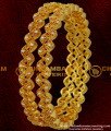 BNG032 - 2.8 Size Gold Plated White Stone Party Wear Zig Zag High Quality Bangle