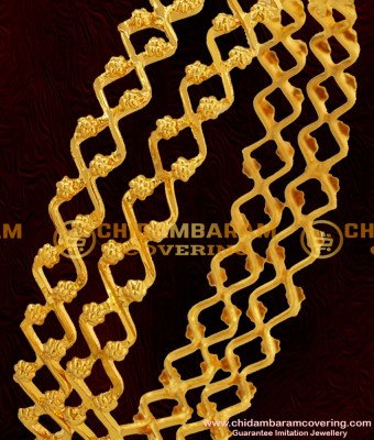 BNG043 - 2.4 Size Beautiful Gold Inspired Zig Zag One Line Bangle Design Online Shopping