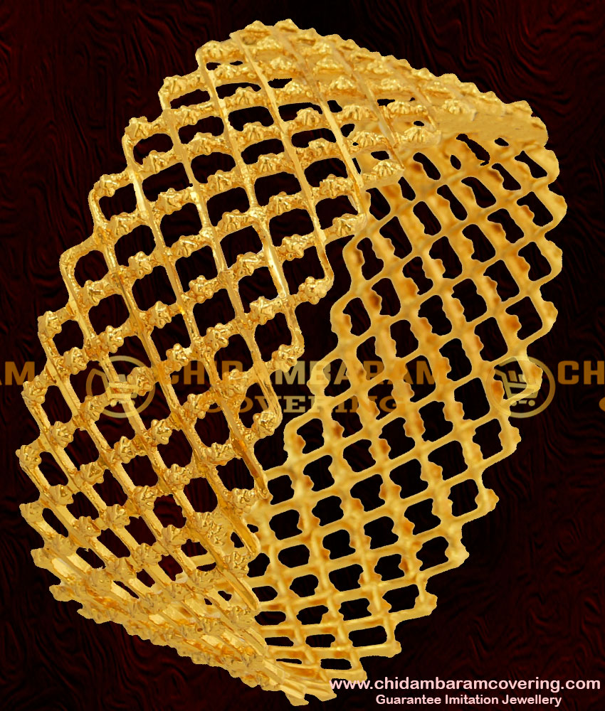 BNG045 - 2.4 Size Beautiful Gold Inspired Zig Zag Bridal Kada Bangle Design Online Shopping
