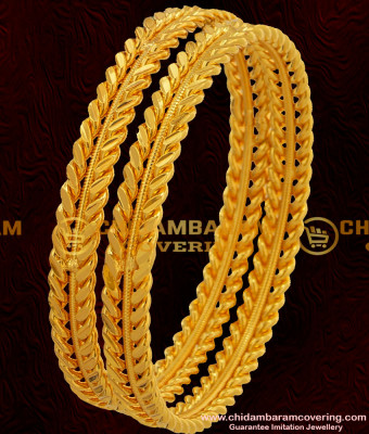 BNG053 - 2.6 Size Broad Gold Plated Floral Design Enamel Bangles 2 Pieces Buy Online Shopping India