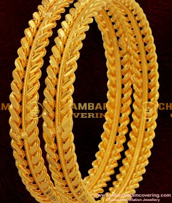 BNG053 - 2.6 Size Broad Gold Plated Floral Design Enamel Bangles 2 Pieces Buy Online Shopping India