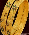 BNG057 - 2.8 Size Elegant Gold Plated Shiny Leaf Cutting Designer Bangles Online 