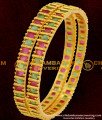 BNG058 - 2.6 Size Semi Precious Ruby Emerald Stone Bangles For Women 