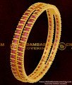 BNG059 - 2.8 Size Semi Precious Full Ruby Stone Bangles For Women 