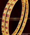 BNG061 - 2.6 Size Semi Precious Red And White Designer Stone Bangles For Women