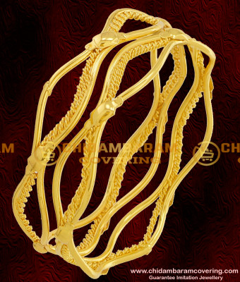 BNG068 - 2.4 Size Curvy Design Fancy Bangle Daily Wear Gold Plated Bangles Collection Online