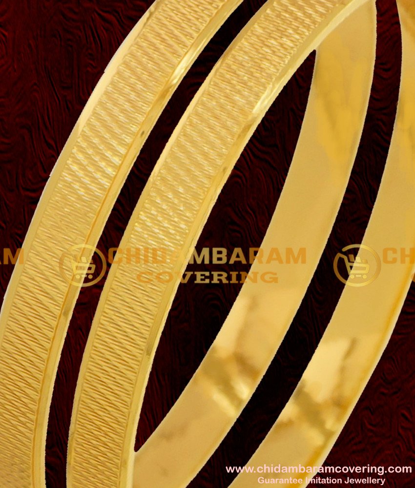 BNG074 - 2.4 Size Gold Plated Daily Wear Machine Cut Bangles South Indian Guarantee Jewelry Online
