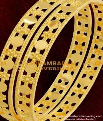 BNG076 - 2.4 Size Latest Bangles Design Light Weight Gold Plated Bangles Online