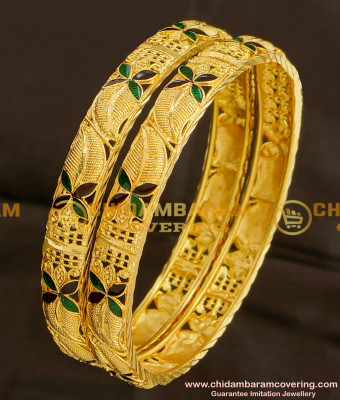 BNG080 - 2.4 Size Colourful Floral Enamel Design Calcutta Bangles Design Collection for Wedding
