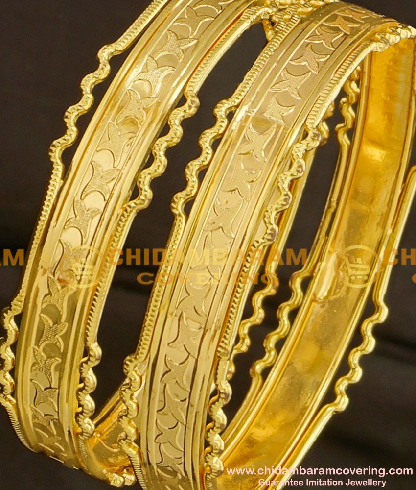 BNG091 - 2.8 Size Latest Beautiful One Gram Gold Plated Bangles Buy Online 