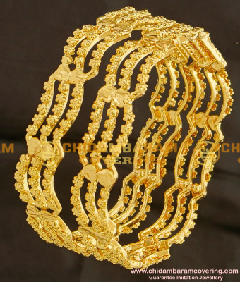 BNG097 - 2.4 Size New Pattern Curvy Shape 3 Line Guarantee Bangles Online Shopping