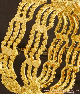 BNG097 - 2.4 Size New Pattern Curvy Shape 3 Line Guarantee Bangles Online Shopping