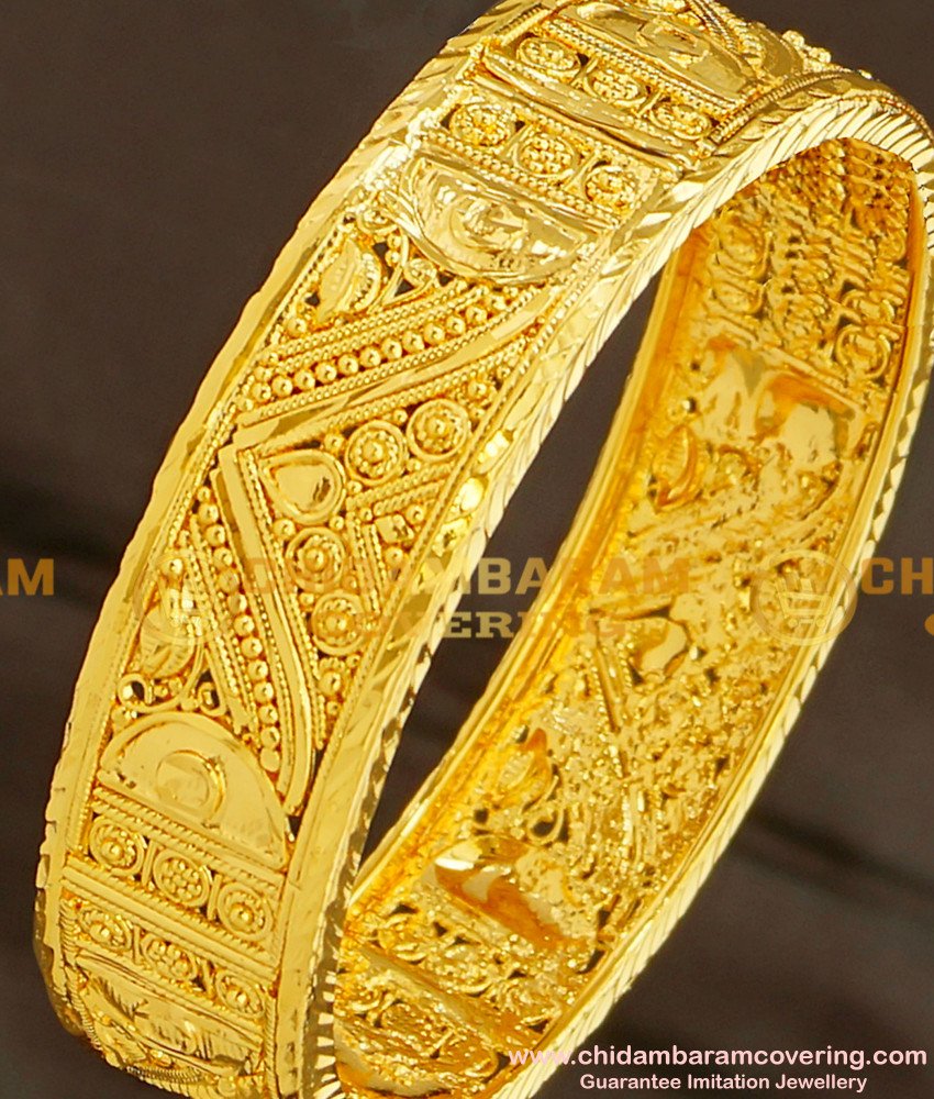 BNG102 - 2.4 Size Gold Plated Single Broad Kada Bangle for Girls