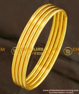 BNG104 - 2.4 Size Real Gold Look Solid Plain Bangles (Set Of 4 Bangles) Guarantee Bangles Online