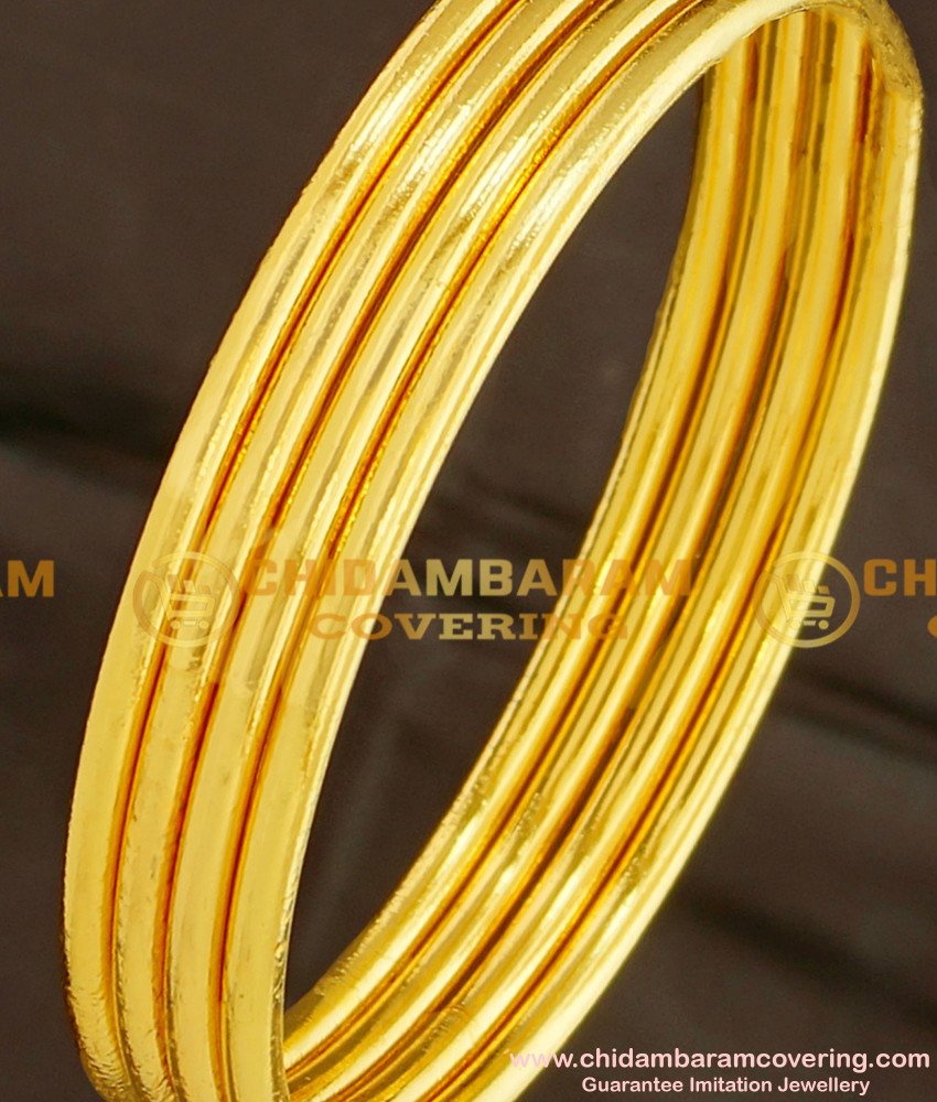 BNG104 - 2.8 Size Real Gold Look Solid Plain Bangles (Set Of 4 Bangles) Guarantee Bangles Online