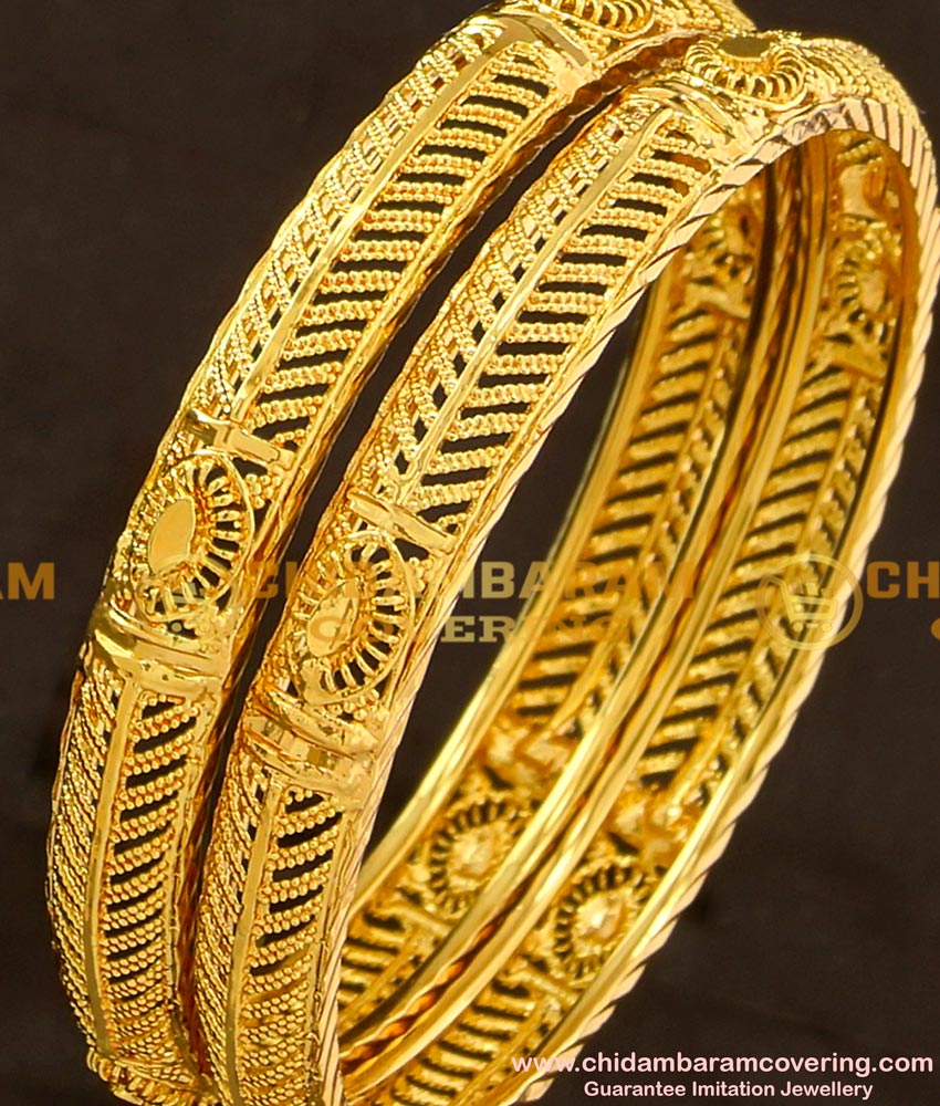 BNG112 - 2.6 Size Gold Look Fancy Bangles Gold Plated Jewellery Online