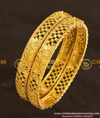 BNG117 - 2.4 Size South Indian Designer Gold Finish Bangles Design Online