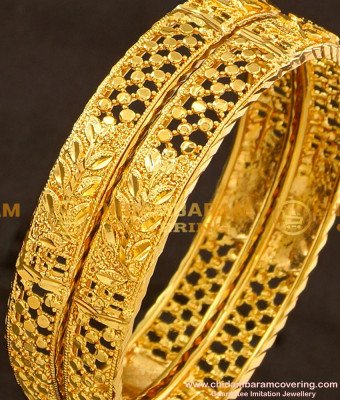 BNG117 - 2.4 Size South Indian Designer Gold Finish Bangles Design Online