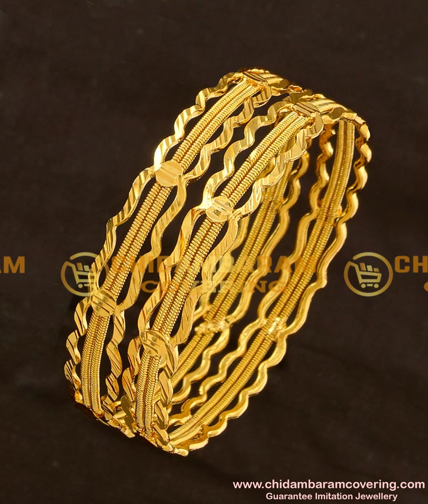 BNG119 - 2.4 Size Bridal Wear Thick Twisted Bangles Bridal Wear Bangle Collection Online