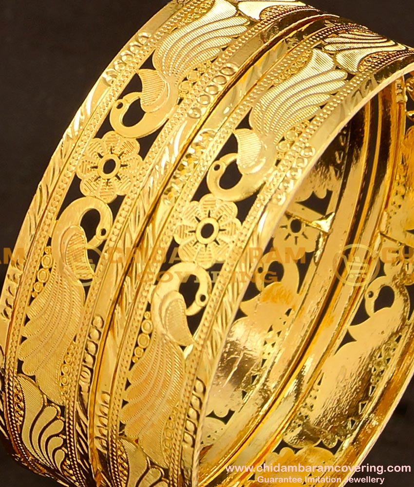 BNG121 - 2.6 Size Beautiful Peacock Design Bangles Flat Bangles Design Online
