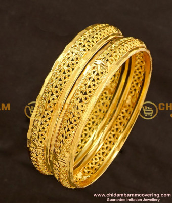 BNG122 - 2.4 Size Real Gold Colour Unique Design Bangles Collections Online