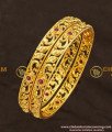 BNG123 - 2.8 Size New Modal Ruby Stone Gold Texture 1 Gram Gold Plated Bangle Buy Online