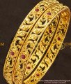BNG123 - 2.8 Size New Modal Ruby Stone Gold Texture 1 Gram Gold Plated Bangle Buy Online