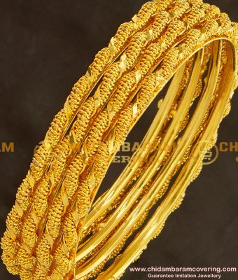 BNG126 - 2.6 Size Trendy Twisted Bangles 4 Pcs Set Daily Wear Collection Online
